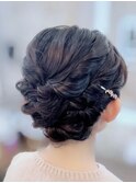 結婚式 列席 二次会 お呼ばれ アップスタイル×ゴールドピン