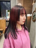 テトヘアー(teto hair) 姫カット暖色レッドデザインカラー