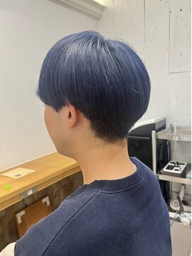 クラップス 杉田店(CLAPS) メンズマッシュカラー/ネイビーブルー/ケアブリーチ/ツヤ感