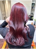 【白石】ブリーチなしチェリーレッドワインレッド暖色カラー原宿