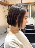 ミニボブ/グレージュカラー/切りっぱなしボブ