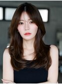 ☆フェミニンロング大人かわいいぱっつん前髪レイヤーカット小顔