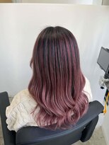 ワク 藤沢店(waku)&nbsp;バレイヤージュ　ピンク　ケアブリーチ