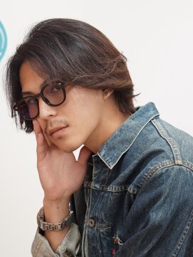 ビカム 名駅(become) 【毛流れメンズボブ】センターパートミディアムスパイラルパーマ