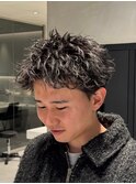 刈り上げアップバングスパイキーショートパーマスパイラルパーマ