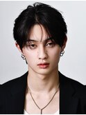 韓国ツーブロックシースルーコンマバング毛流れパーマ2w