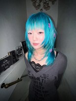 キイ 原宿 表参道(K.e.y) 水色カラー/シャギーカットシャギーウルフターコイズカラー