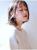 【morio成増】春夏耳かけ　毛先パーマ　外ハネボブ　アッシュ
