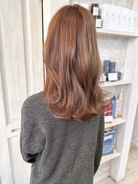 キャアリー(Caary) 福山市美容室Caary 滑らかオレンジベージュ 艶カラー