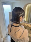 ボブヘア タイトヘア タイトアレンジ ボブ 金箔ヘア 水引ヘア