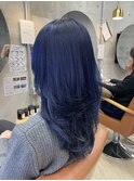 ハイトーンカラー/ネイビーブルー/青髪/ハイレイヤー