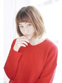 ミニウルフホワイトグレージュデジタルパーマチェリーブラウン75