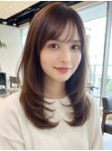 セミロングヘアレイヤーカット*顔周り*髪質改善トリートメント