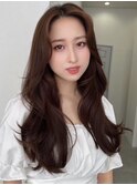 イメチェン/小顔/かきあげ前髪/レイヤーカット/黒髪/ネビージュ