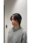 髪質改善ショートウルフハイライトグレージュカラー１０代２０代