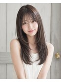 セミロング20代30代ストレートレイヤー前髪なし前髪あり池袋