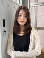 アレンヘアー 池袋店(ALLEN hair)&nbsp;結べるくびれヘア/ミディアム/ミントブラウン/流しバング