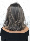 グレージュハイライト×切りっぱなし外ハネ Allure 千葉英樹