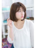 伸ばしかけにも◎好感度大ナチュラル前下がりボブb