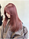 ピンクベージュ×レイヤーカット