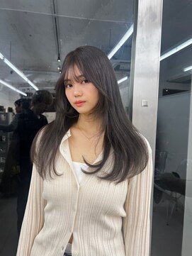 ノク 渋谷(nok) アッシュグレーシアーグレージュ顔まわりレイヤー_美髪