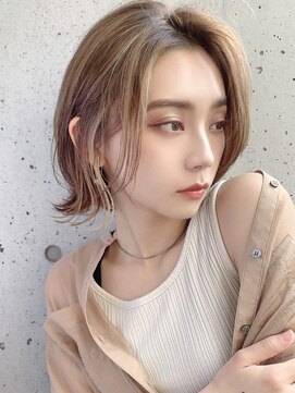 ブロウ ネックス ザ サロン 表参道(VLOW nex the salon) ハイライト/タッセルボブ/グレージュ/美髪フェイスレイヤー