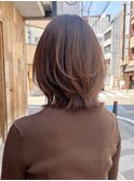 レイヤーボブ×ブラウンカラーのスタイル