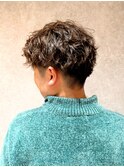 20代30代韓流☆ツイストパーマショートマッシュアッシュブラック