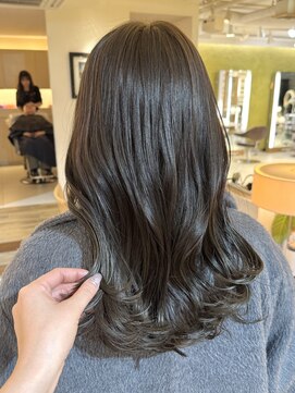 ビーチ(BEACH) 透け感オリーブベージュロングレイヤー