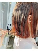 【favori自由が丘】オレンジインナーカラーボブ♪