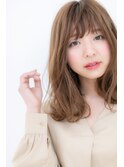 斜めバング×くすみピンク*無造作ふわミディY川口20代30代40代
