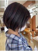 レッドブラウン ショートボブ