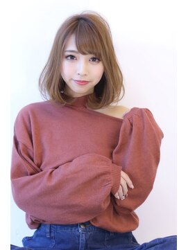 オーロ 緑地公園店(ORO) ことりベージュローライト大人かわいい小顔スリークボブ大人ボブ