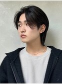 韓国風　刈り上げなし　センターパート　カルマパーマ