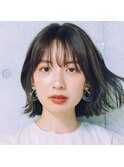 ボブ　ホワイトグレージュ　デジタルパーマ　チェリーブラウン