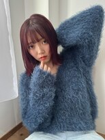 サンクチュアリ ウィズエデン 京橋店(Sanctuary with eden)&nbsp;カシスレッドカラー×切りっぱなしボブ