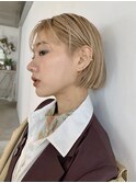 ハイトーンボブ/ボブ/ブリーチカラー/ボブヘア/ベージュカラー