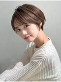 前髪あり耳掛け丸みくびれ大人ショートボブ20代30代40代50代＊