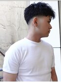 海外風フレンチクロップテーパーフェードローフェードスパイキー