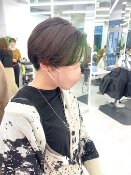 ブラウン(Brown) フェイスフレーミングカラー×グリーン