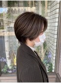 ショート ハンサムショート ハイライト 大人ショート 髪質改善
