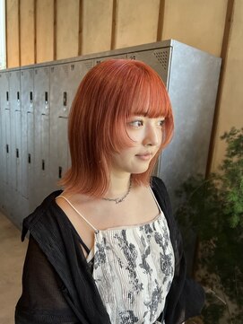 ドゥーア 代官山(Door) #姫カット#顔まわりレイヤー#オレンジカラー#ブリーチカラー
