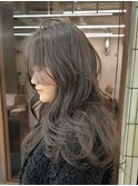 ブリーチなしダブルカラーオリーブグレージュくすみ冬カラー