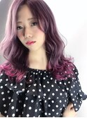 ラベンダー×ピンクパール裾カラー