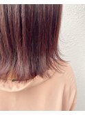 10代20代♪くすみピンク　透け感カラー　外ハネボブ