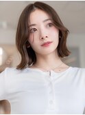 大人かわいい前髪セシルカットココアブラウンフリンジウェーブ
