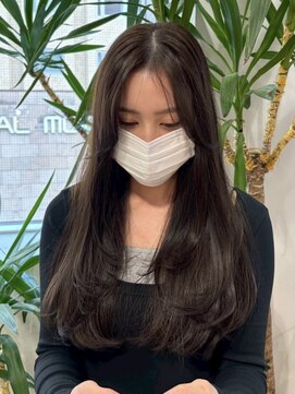 アウラ(AURA) 盛岡駅オリーブベージュカラーブリーチなしダブルカラーレイヤー