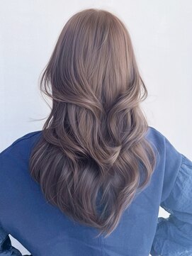 アルバム 銀座(ALBUM GINZA) ロング顔周りレイヤー韓国ヘアグレージュ_ba583781