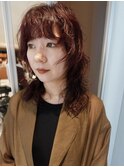ウルフパーマくせ毛風パーマ無造作パーマブラッドオレンジ