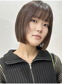 丸くないボブ×切りっぱなしボブ×縮毛矯正/表参道/髪質改善